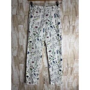 H&M Straight Leg Floral Pants Womens‎ Size 4 Chino Abstract Color Spring